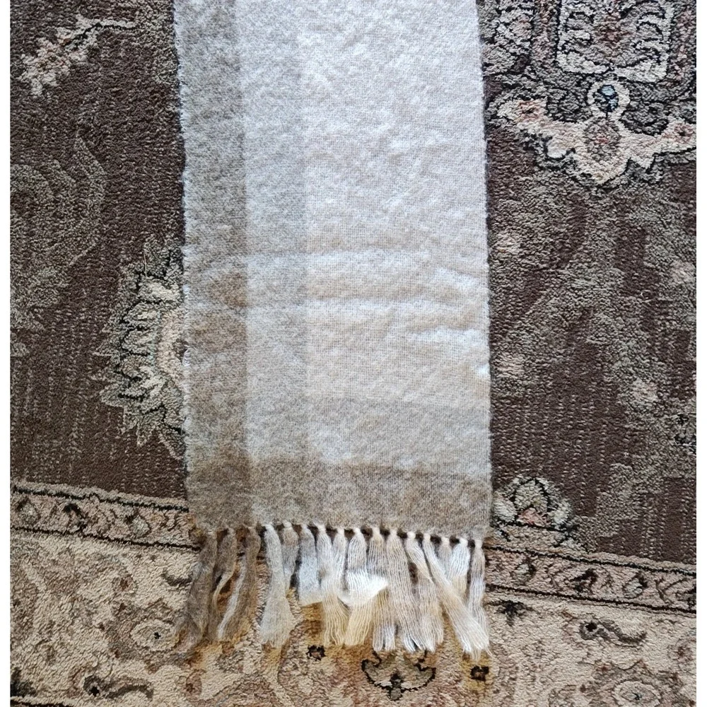 Donegal Design‎ Scarf Throw 74x18 Grey Cream Mohair Wool Handwoven Ireland